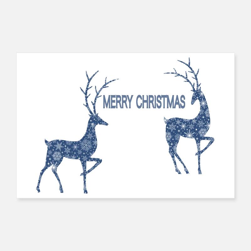 Couple de rennes bleus pour Noël Poster 30 x 20 cm
