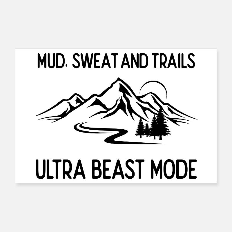 Ultra Running - Mud, Sweat and Trails Poster 12" x 8" (30x20 cm)