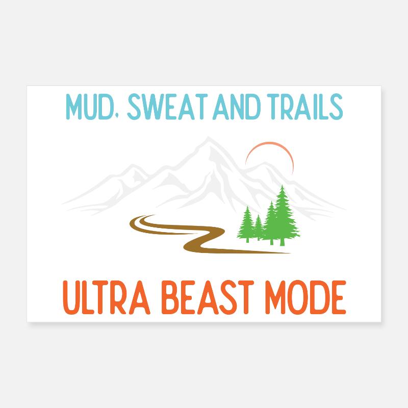 Ultra Running - Mud, Sweat and Trails Poster 12" x 8" (30x20 cm)