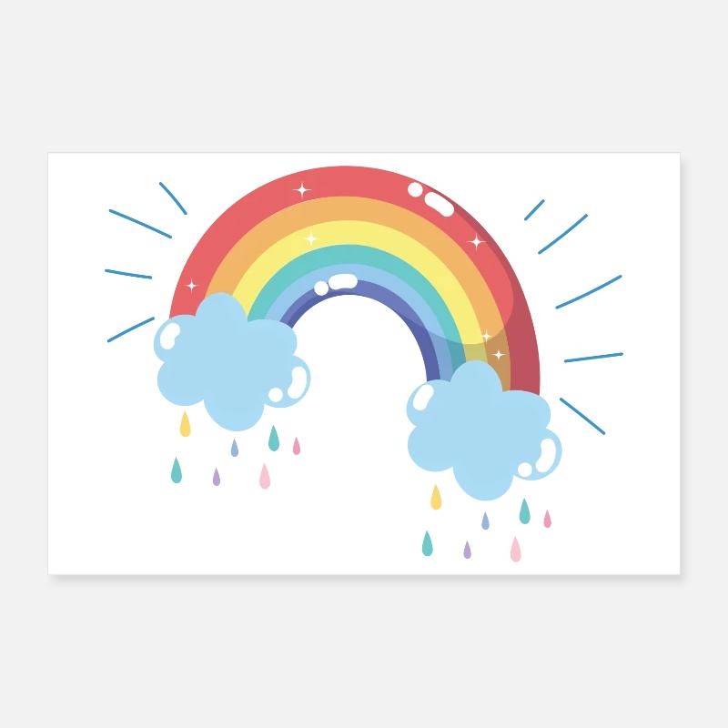 Pastel Rainbow Raincloud Arc Poster 12" x 8" (30x20 cm)