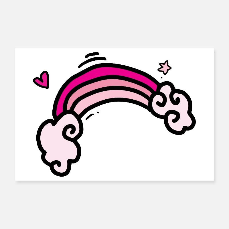 Nuages arc-en-ciel rose pastel Poster 30 x 20 cm