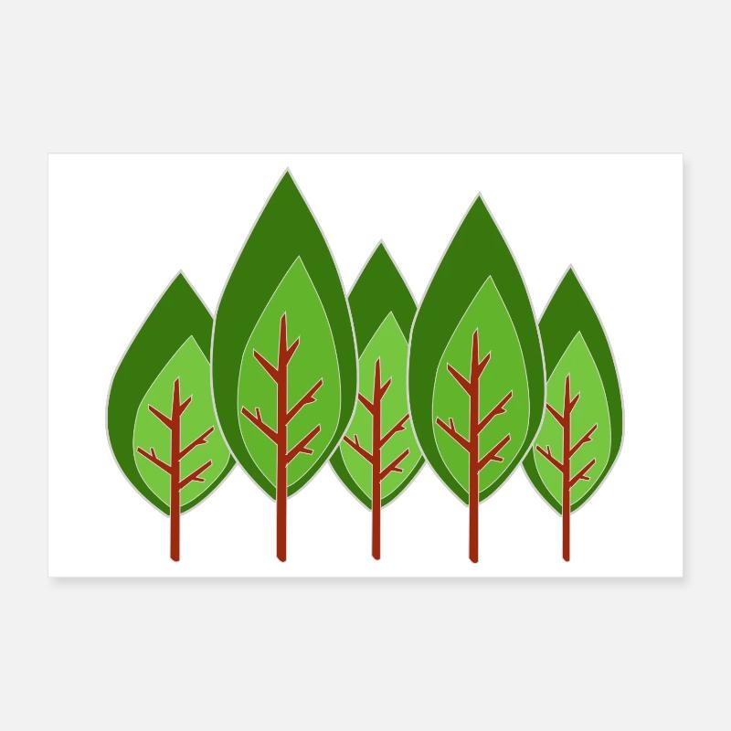 Bäume Minimalistisch, Poster 30x20 cm