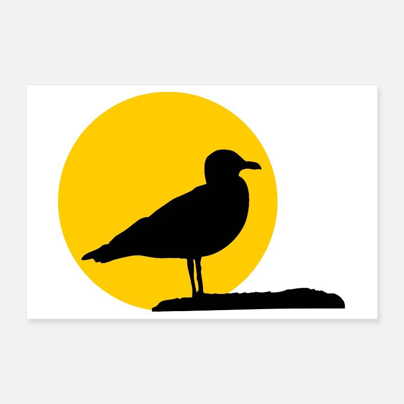 Mouette devant le soleil Poster 30 x 20 cm
