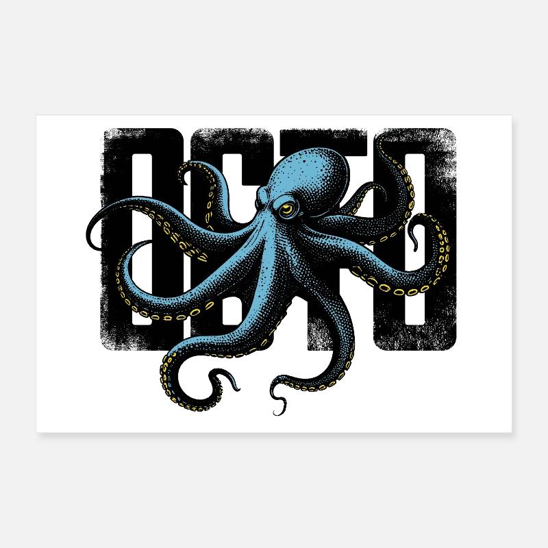 Stylized Octopus Poster 12" x 8" (30x20 cm)