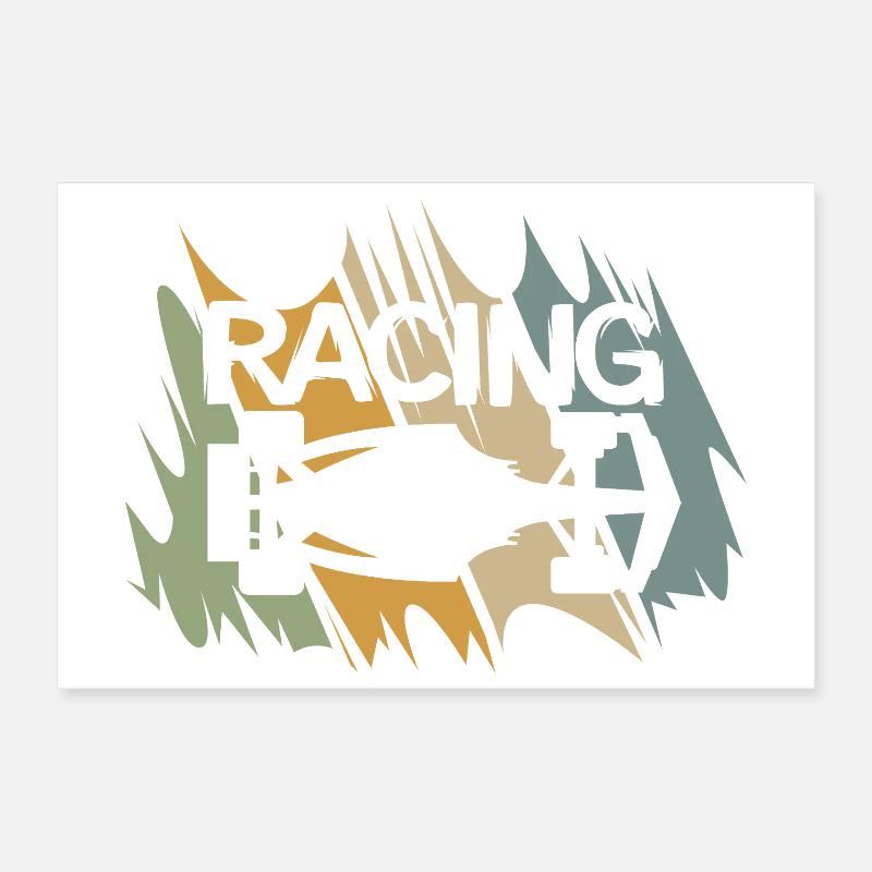 Design de course de formule rétro pour les fans de sport automobile Poster 30 x 20 cm