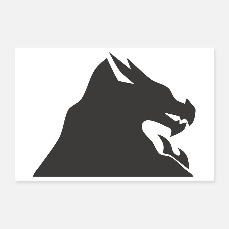 Dragon Head Silhouette Poster 12" x 8" (30x20 cm)