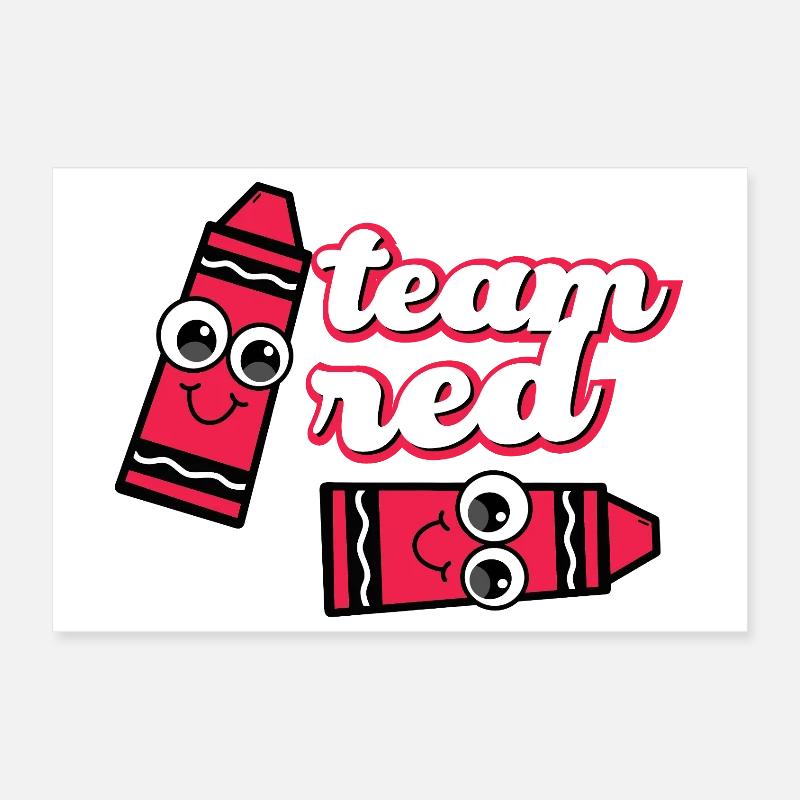 Red Team Cheerful Pencils Poster 12" x 8" (30x20 cm)
