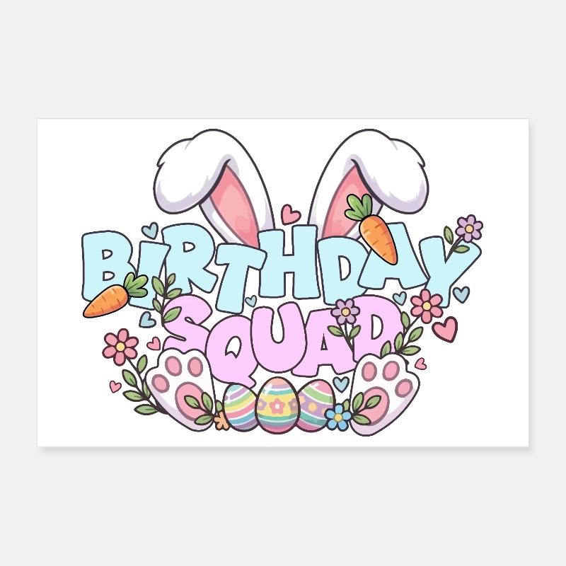 Escouade d’anniversaire Joyeux Lapin Lapin du dimanche de Pâques Poster 30 x 20 cm