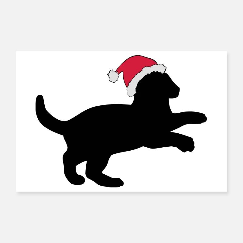 Chaton dans un chapeau de Noël. Poster 30 x 20 cm