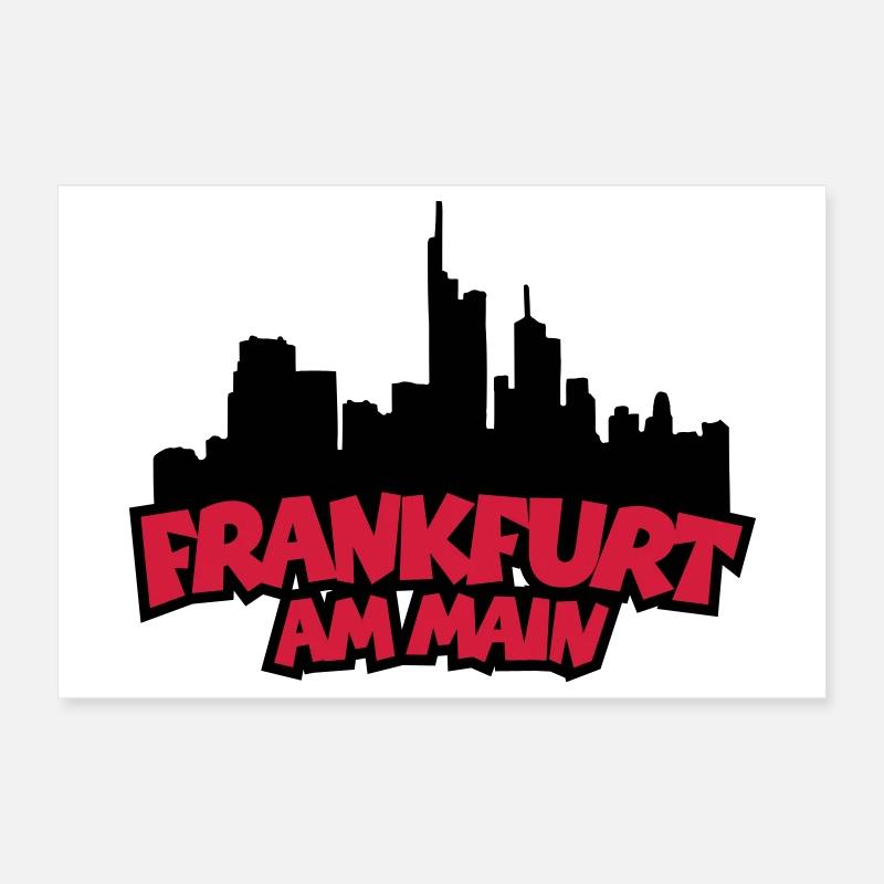 Francfort Skyline (Noir / Rouge) Poster 30 x 20 cm