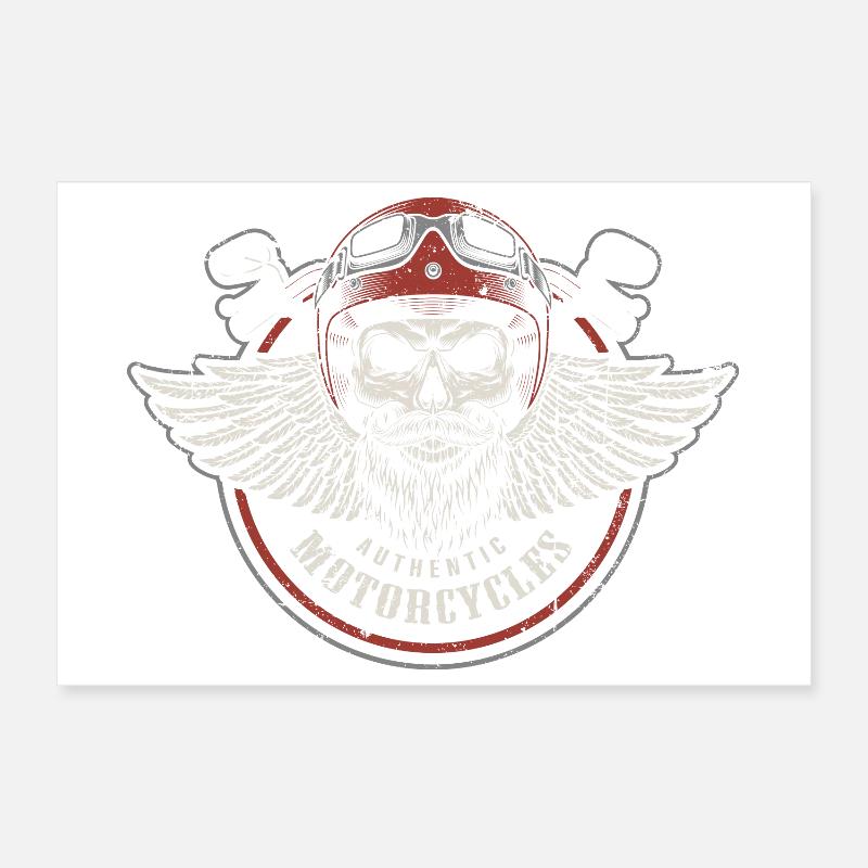 Grim Wings Motorcycle Skull Emblem Poster 12" x 8" (30x20 cm)