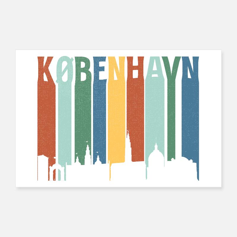 København Neon Skyline Pattern Poster 30 x 20 cm