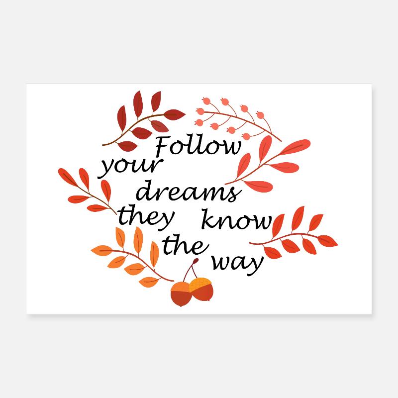 Herbstlaub und Eicheln Muster Poster 30x20 cm