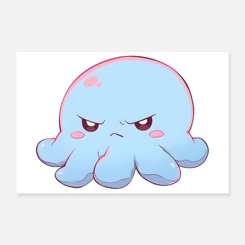Pieuvre grincheuse bleue Poster 30 x 20 cm