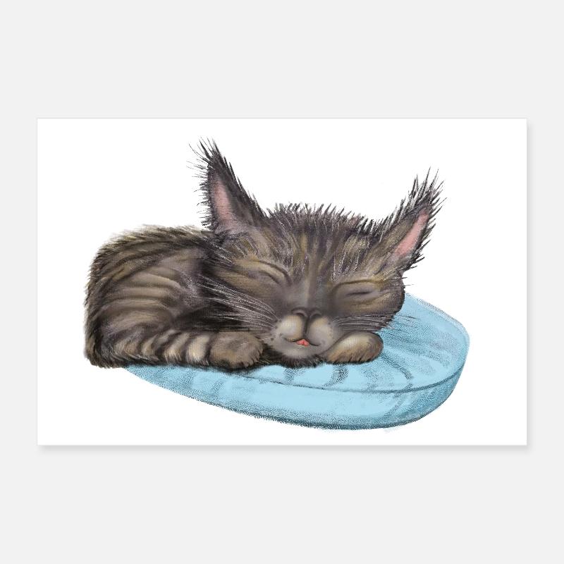Sleeping Cat Poster 12" x 8" (30x20 cm)