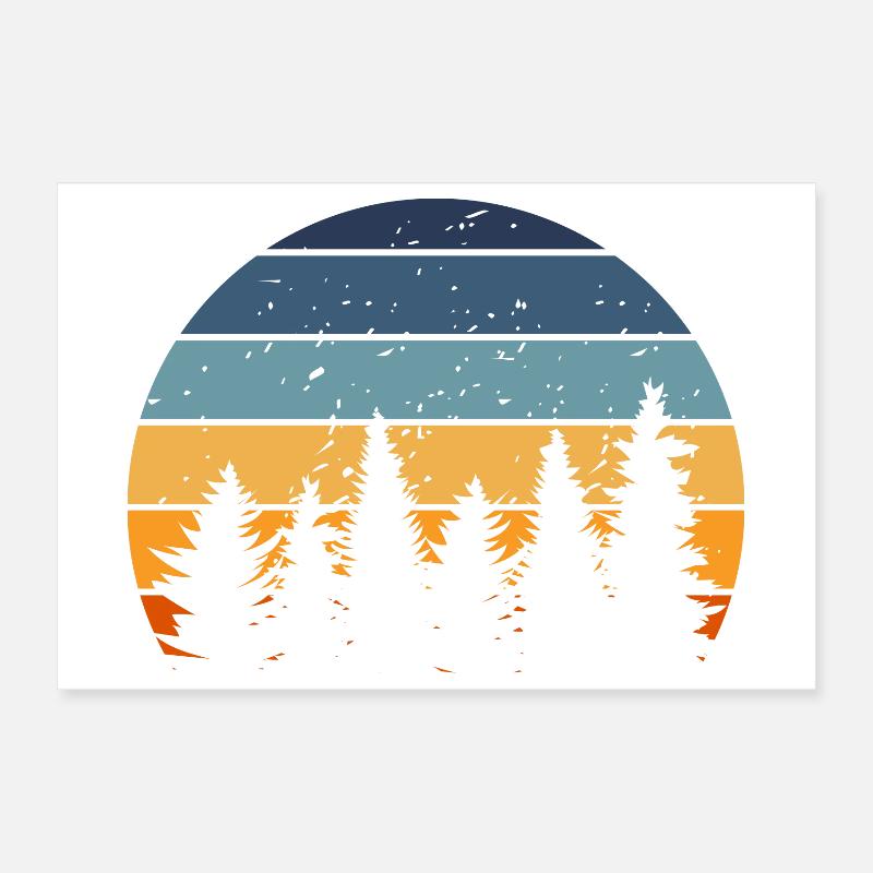 Forest Nature Retro Tree Poster 12" x 8" (30x20 cm)