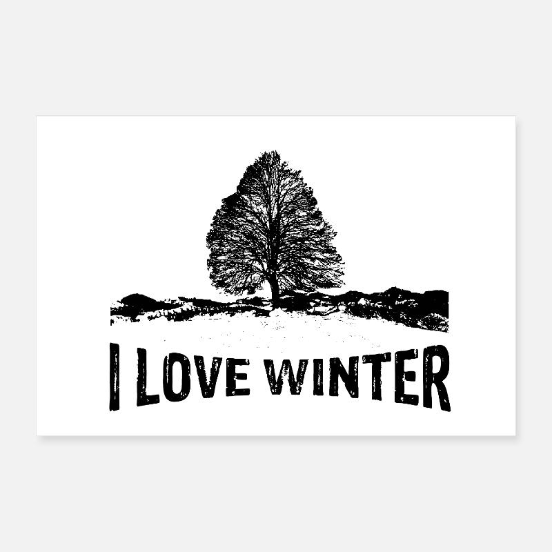 I love Winter mit kargem Ba Poster 30x20 cm