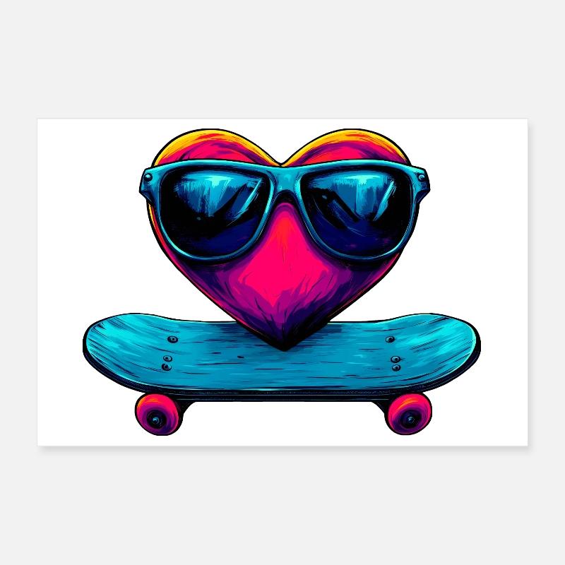Skateboarder Heart Poster 12" x 8" (30x20 cm)