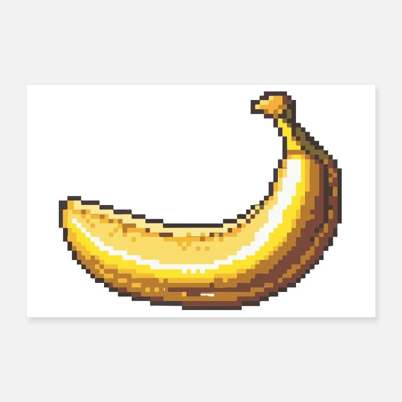Pixel Banane Rétro Pixel Art Poster 30 x 20 cm