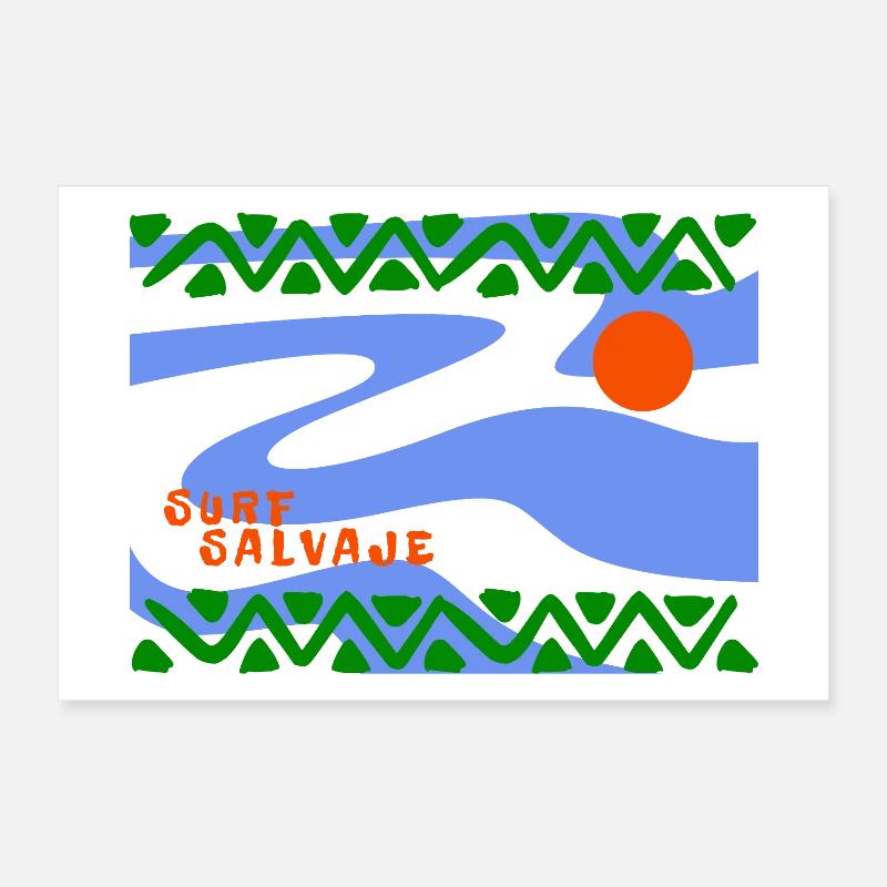 Surf Salvaje Psychedelic Waves Poster 12" x 8" (30x20 cm)