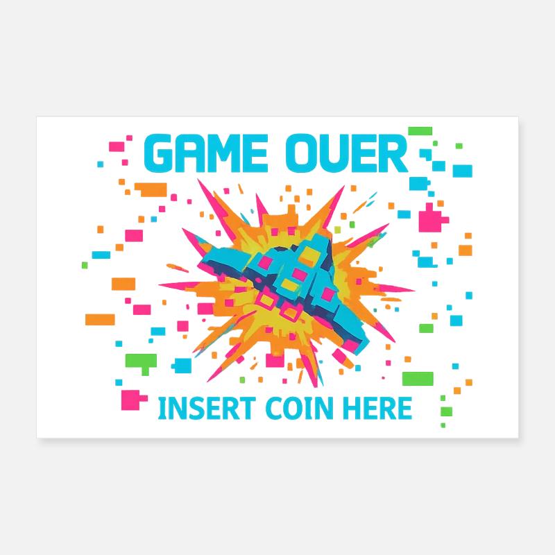 Game Over Neon Arcade Game Poster 30x20 cm