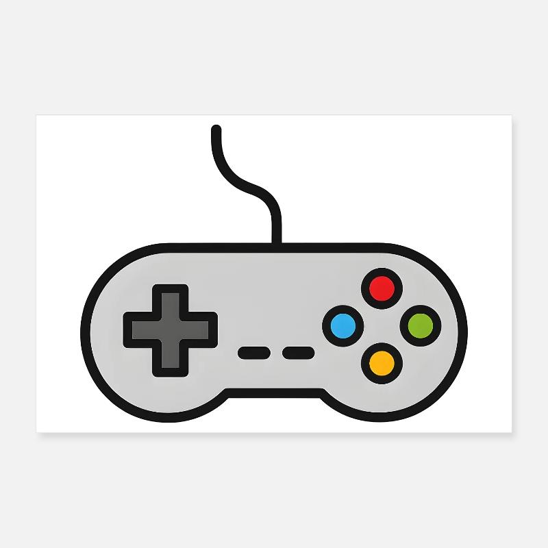 Retro Control Silhouette Gamer Game Console Poster 12" x 8" (30x20 cm)