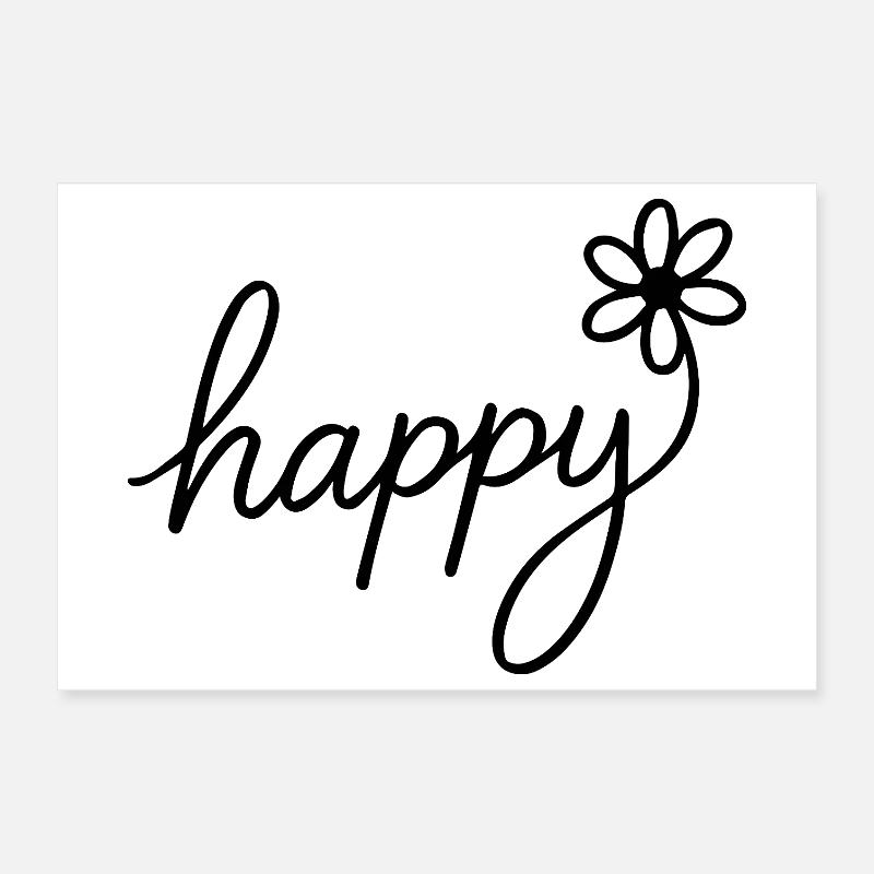 Fröhliches Handlettering mit Blume Poster 30x20 cm