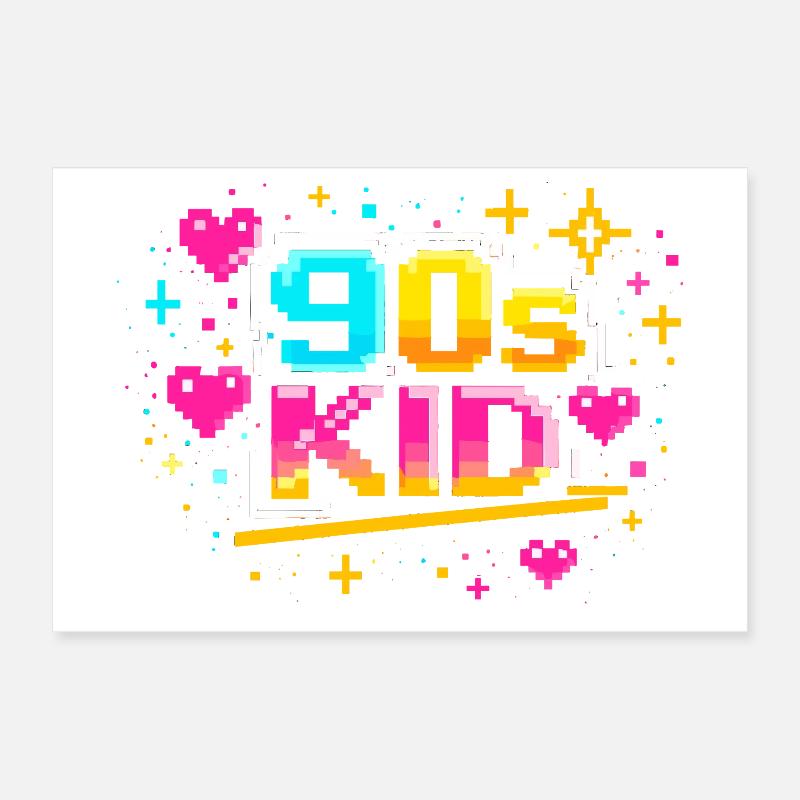 90er Pixelkid Neon Retro Poster 30x20 cm