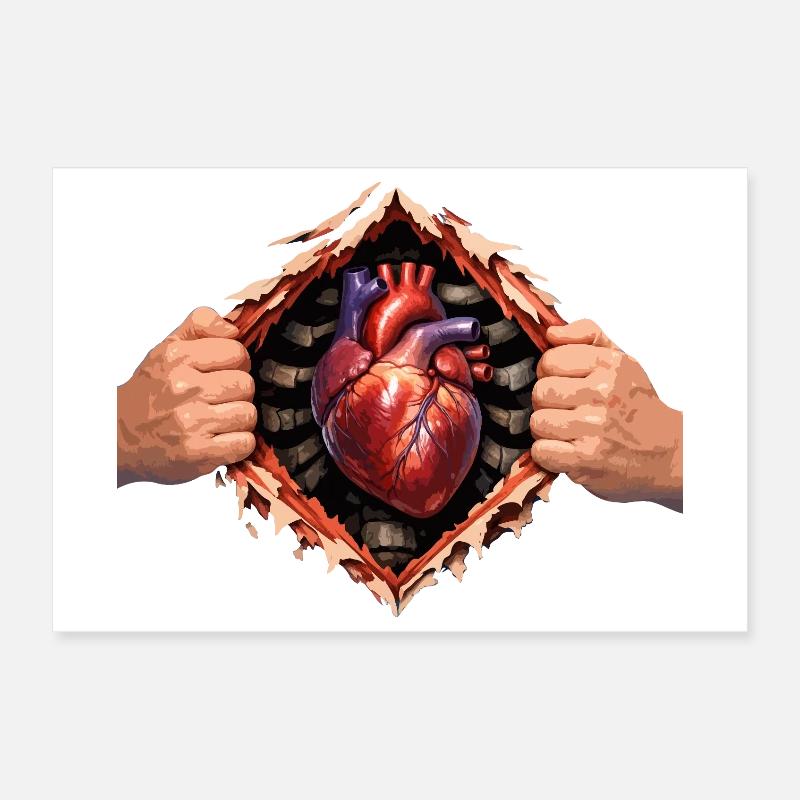 Herz durch das geplatzte Gehäuse Poster 30x20 cm
