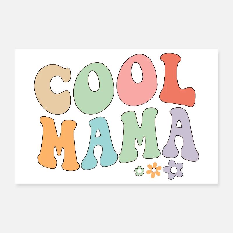 Cool Mama Retro-Blumen Poster 30x20 cm