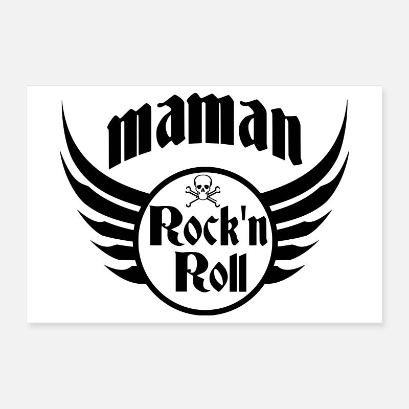 Maman Rock and Roll Crâne Ailes Poster 30 x 20 cm