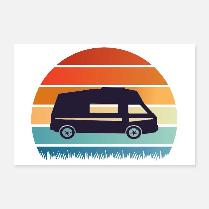 Camper Sunset Silhouette Poster 12" x 8" (30x20 cm)