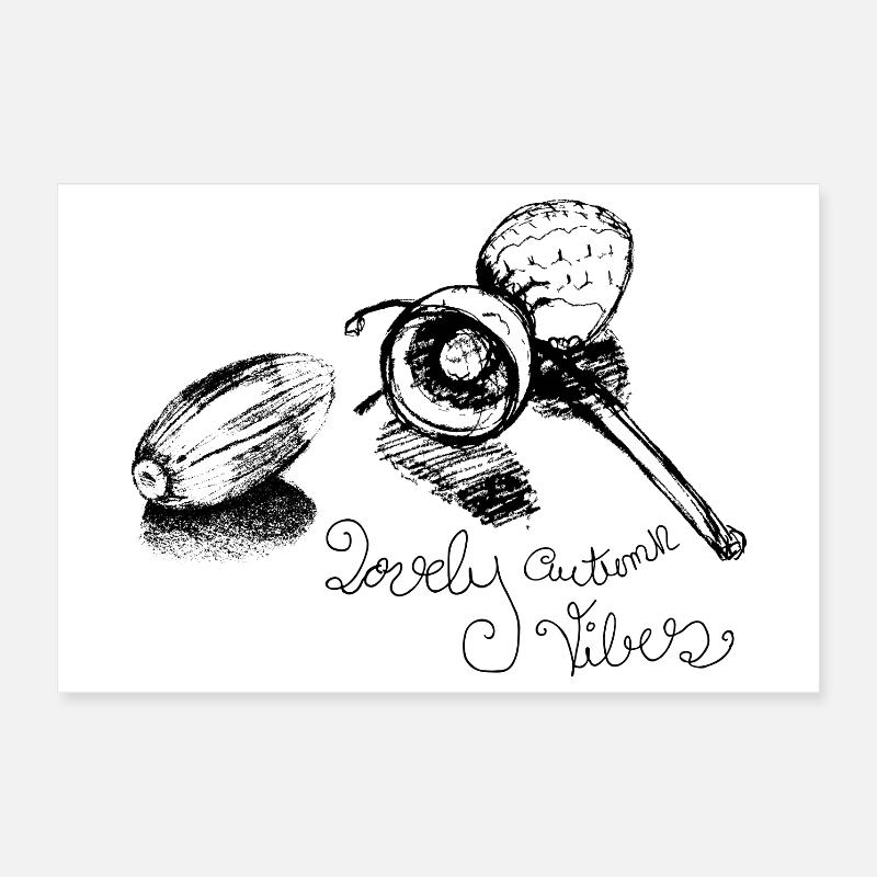 Herbst Eichel süßer Spruch mit lovely vibes Poster 30x20 cm
