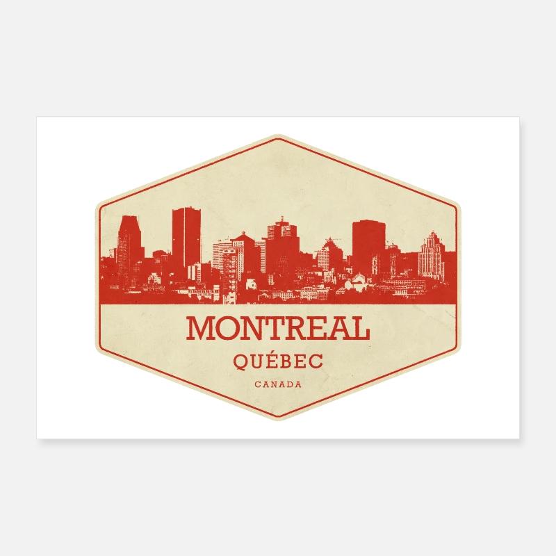 Sceau rétro de la Skyline de Montréal Poster 30 x 20 cm