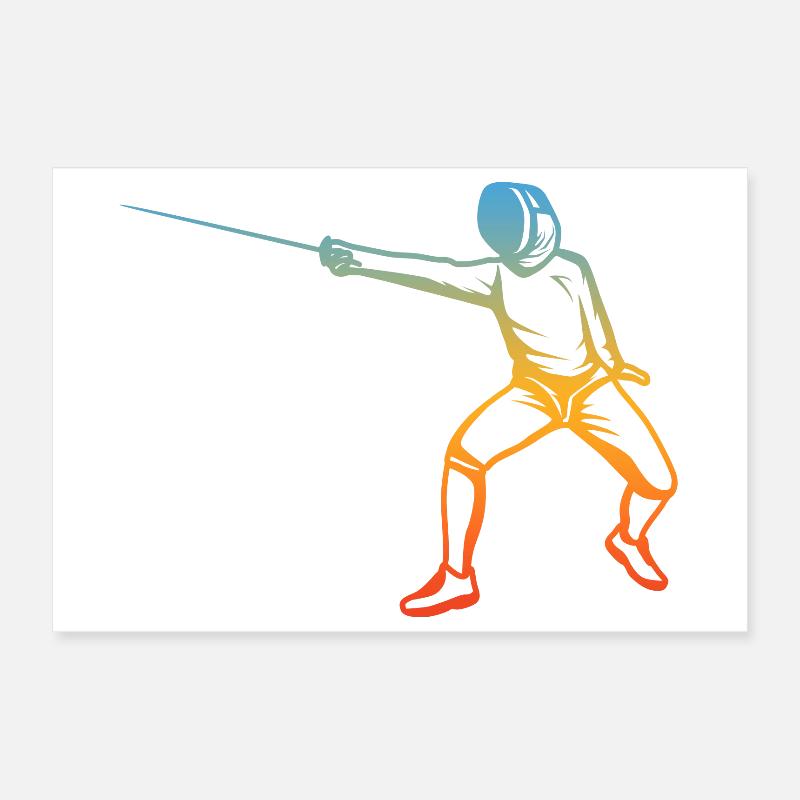 Fencing Drawing Poster 12" x 8" (30x20 cm)