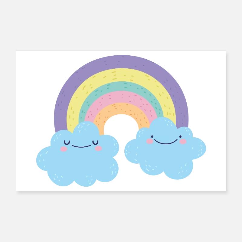 Colorful Rainbow Cloud Charm Poster 12" x 8" (30x20 cm)