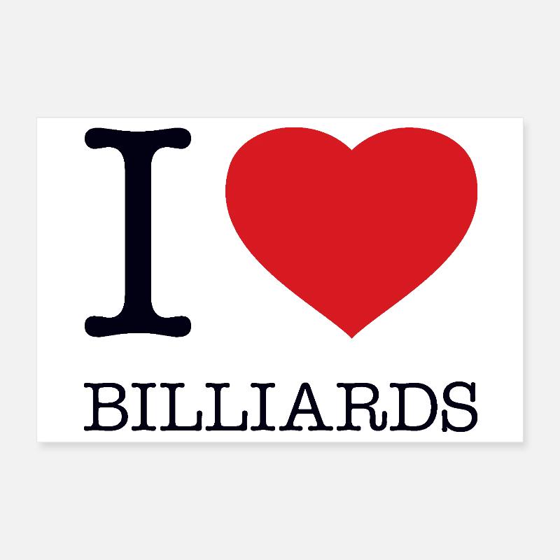 I LOVE BILLIARDS Billard Poster 12" x 8" (30x20 cm)