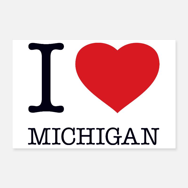 I LOVE MICHIGAN Poster 12" x 8" (30x20 cm)