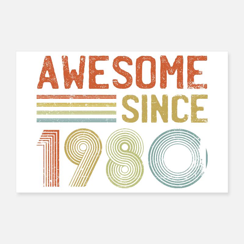 Retro 1980s Gradient Typography Design Poster 12" x 8" (30x20 cm)