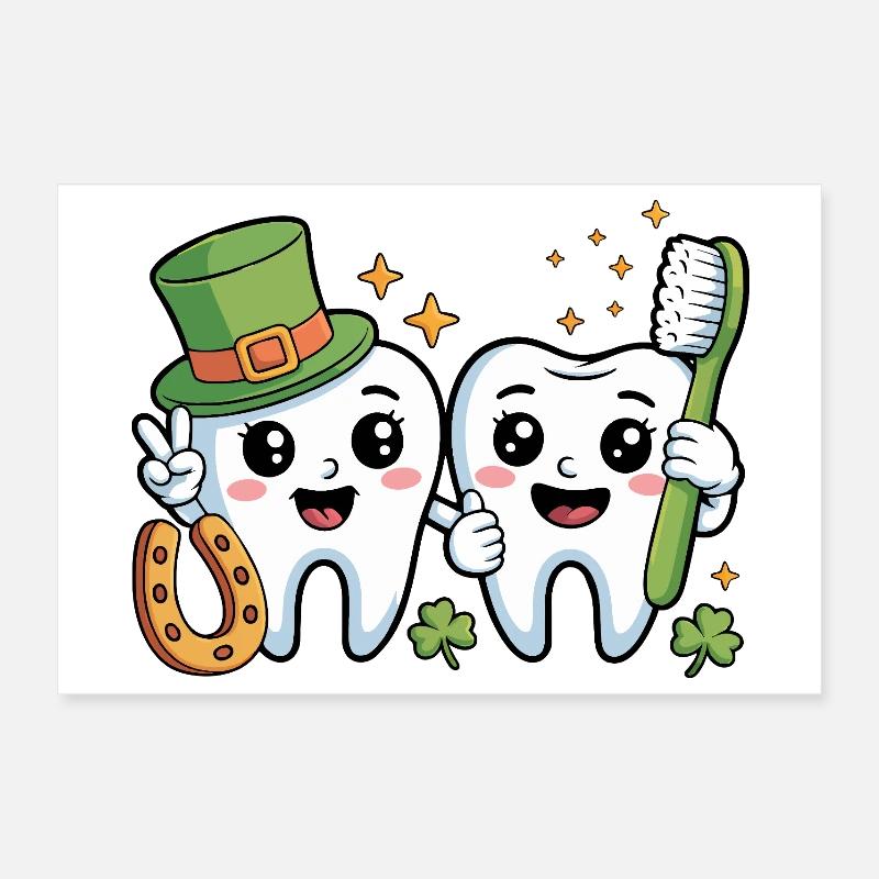 Drôle de dentiste St Patricks Day Poster 30 x 20 cm