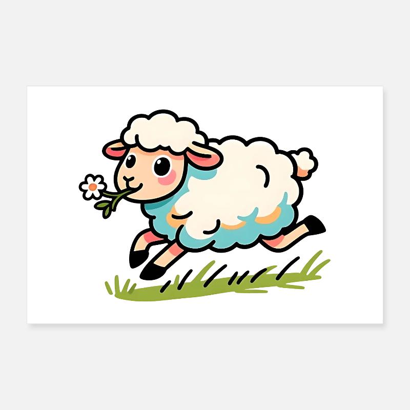 Agneau mouton dans le pré Poster 30 x 20 cm