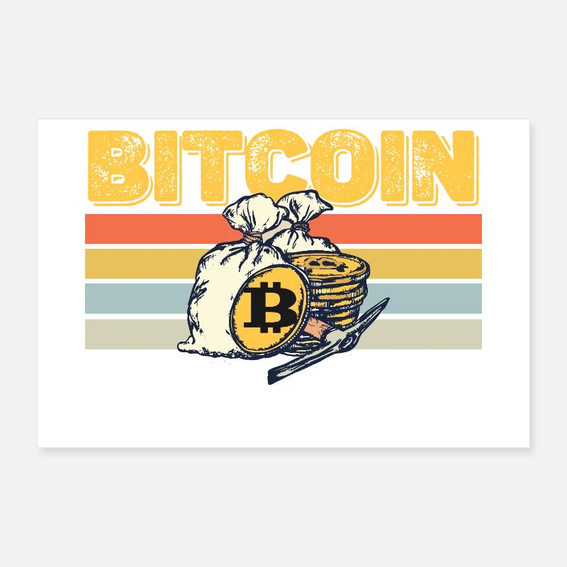 Rétro minage de bitcoins Poster 30 x 20 cm