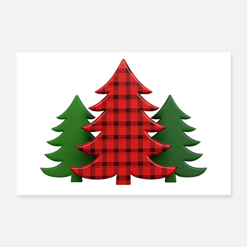 Plaid Tree Christmas Trees Christmas Tree Poster 12" x 8" (30x20 cm)