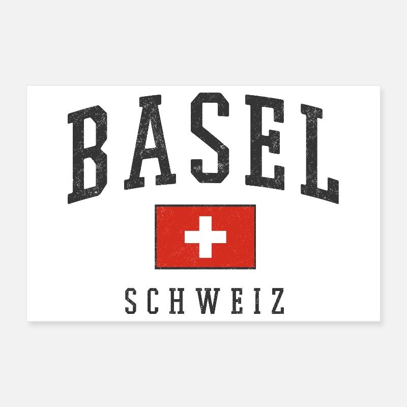 Basel Schweiz Design mit Flagge  Poster 30x20 cm