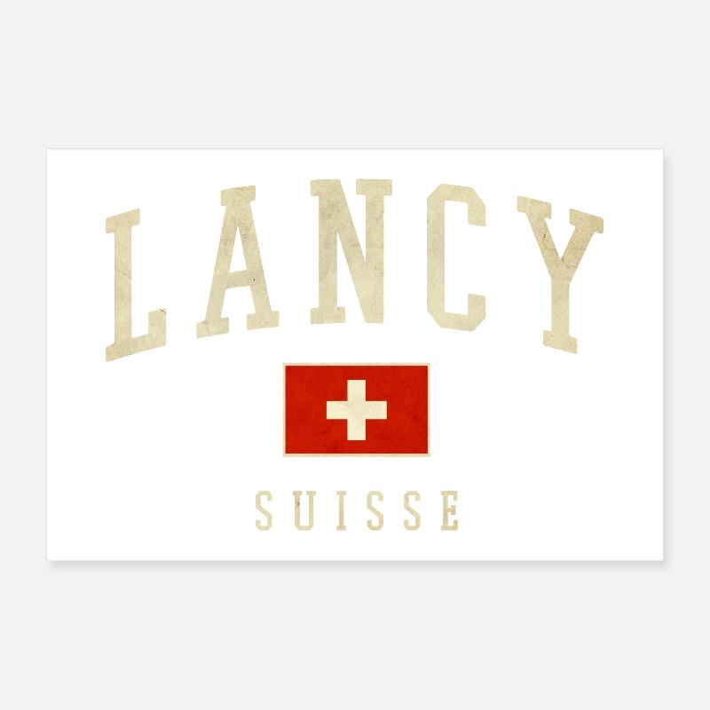 Lancy Suisse – style urbain avec un drapeau Poster 30 x 20 cm