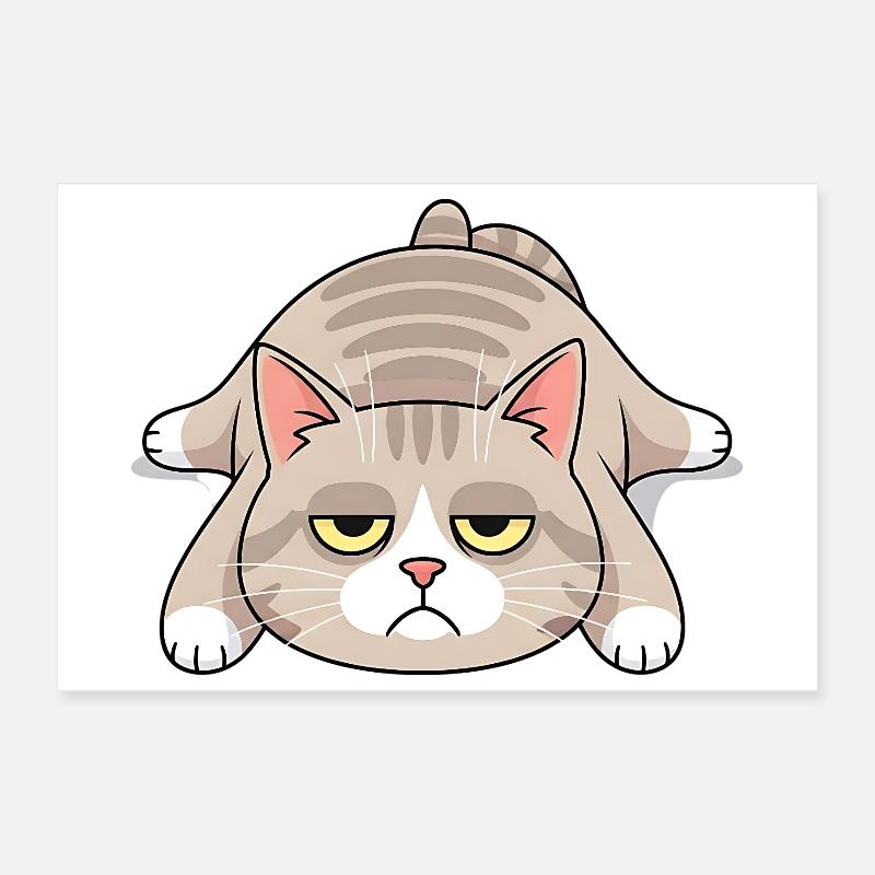 Grim late riser cat morning grouch Poster 12" x 8" (30x20 cm)