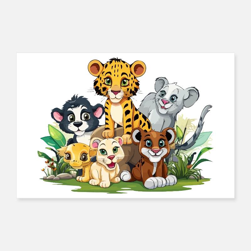 Amoureux des animaux dans la jungle Poster 30 x 20 cm