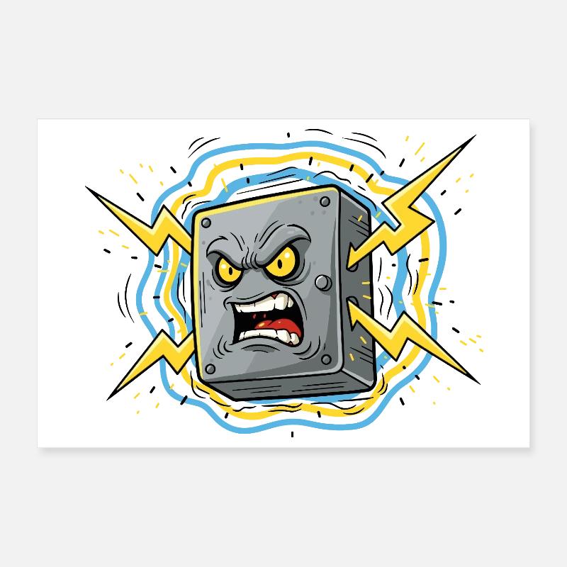 Wütende Steckdose Blitz Poster 30x20 cm