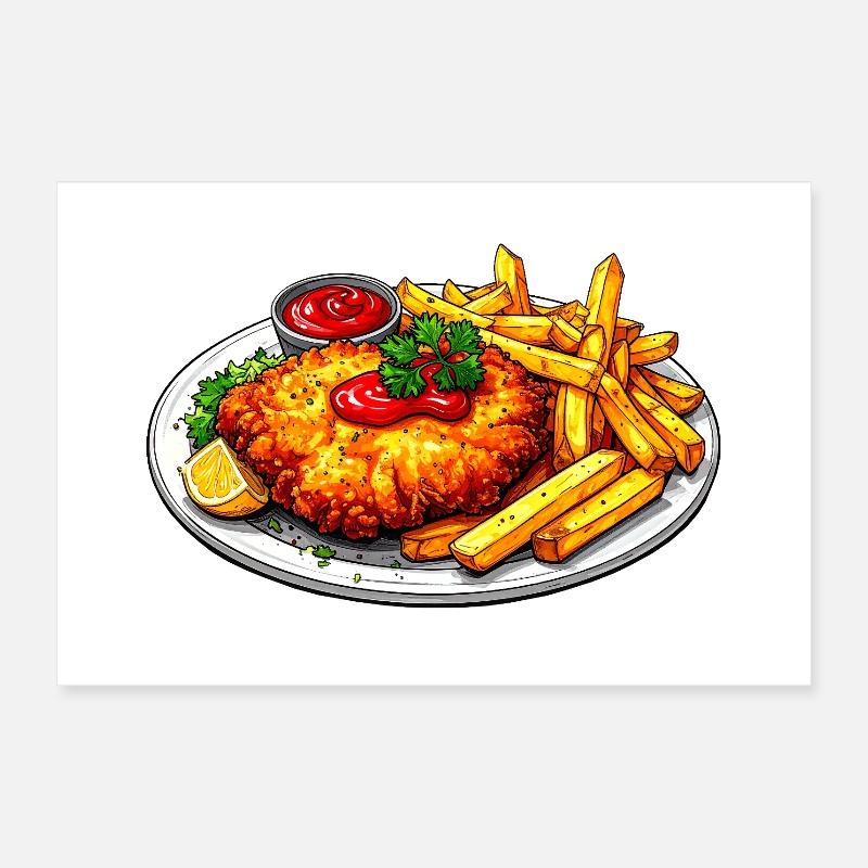 Schnitzel mit Pommes Poster 30x20 cm
