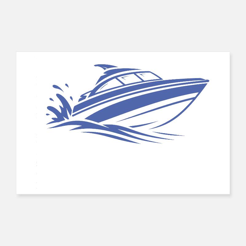Surf minimaliste en bateau à moteur en eau d’été Poster 30 x 20 cm